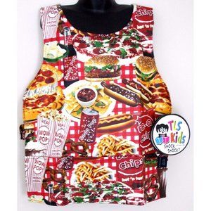 Smock Apron Junk Food Kids Lot of 2 Popcorn Pretzel Hamburger Fries Soda Coated